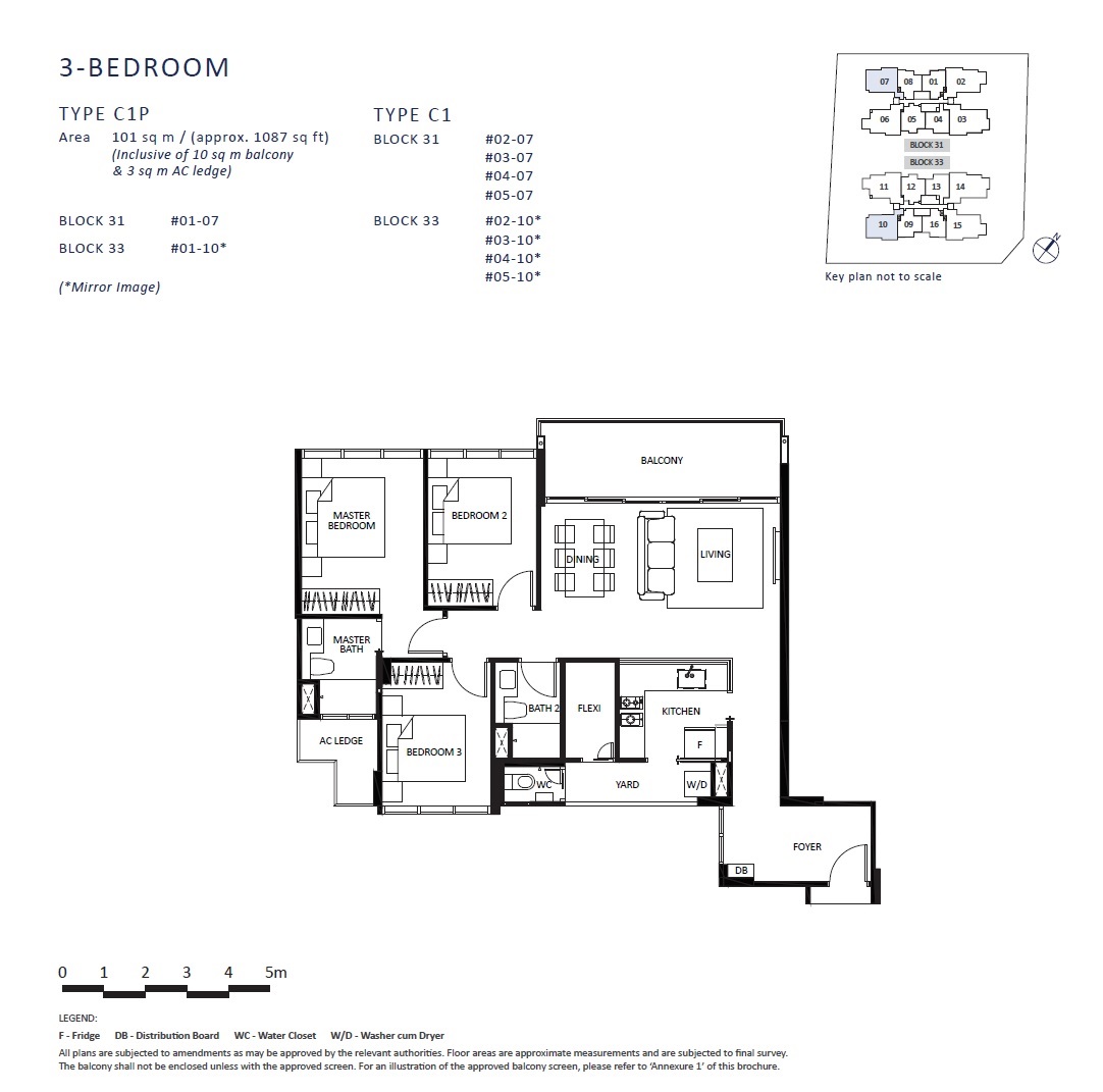 The Lilium 1 Bedroom Floor Plan 3